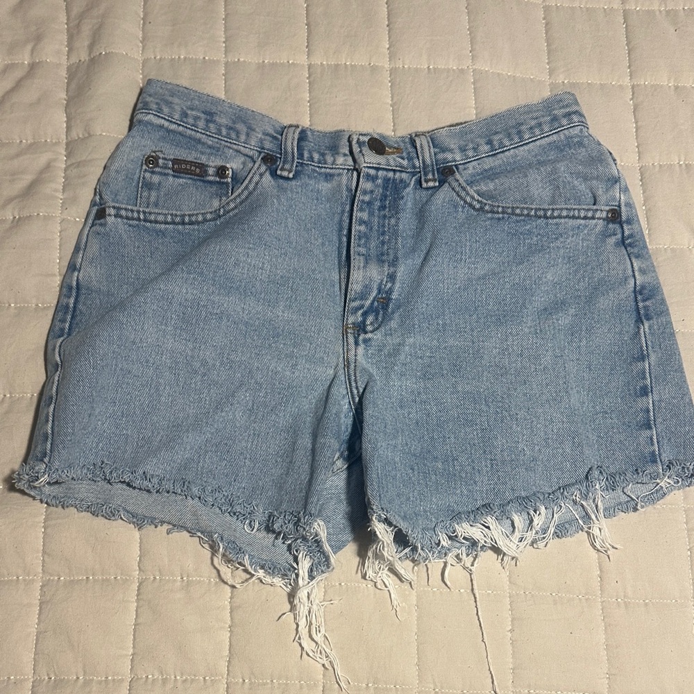 Riders by Lee Light Blue Frayed Jean Shorts